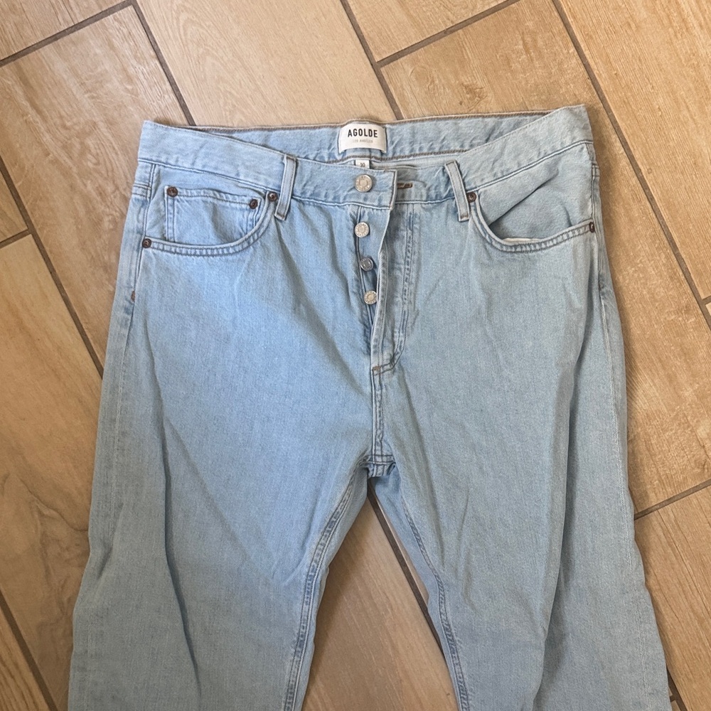 Agolde Women's Light Blue Straight Leg Jeans / E66 - Picture 2 of 5